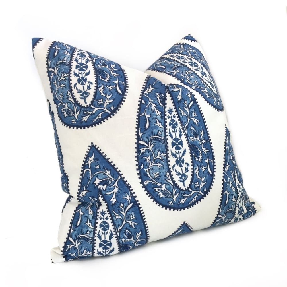 Bindi Blue Teardrop Paisley Motif Pillow Cover (Made from Lacefield Designs fabric) - Aloriam