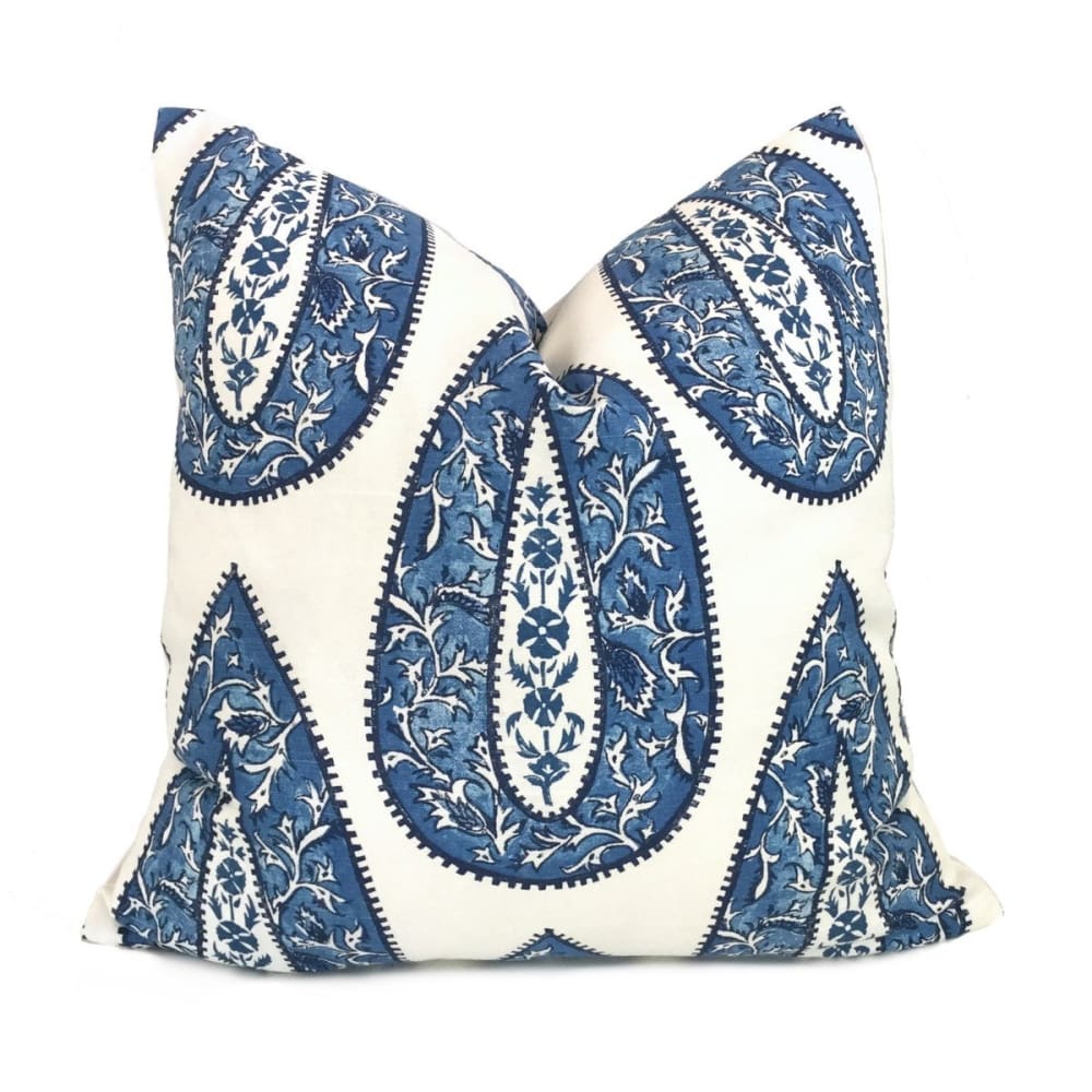 Bindi Blue Teardrop Paisley Motif Pillow Cover (Made from Lacefield Designs fabric) - Aloriam