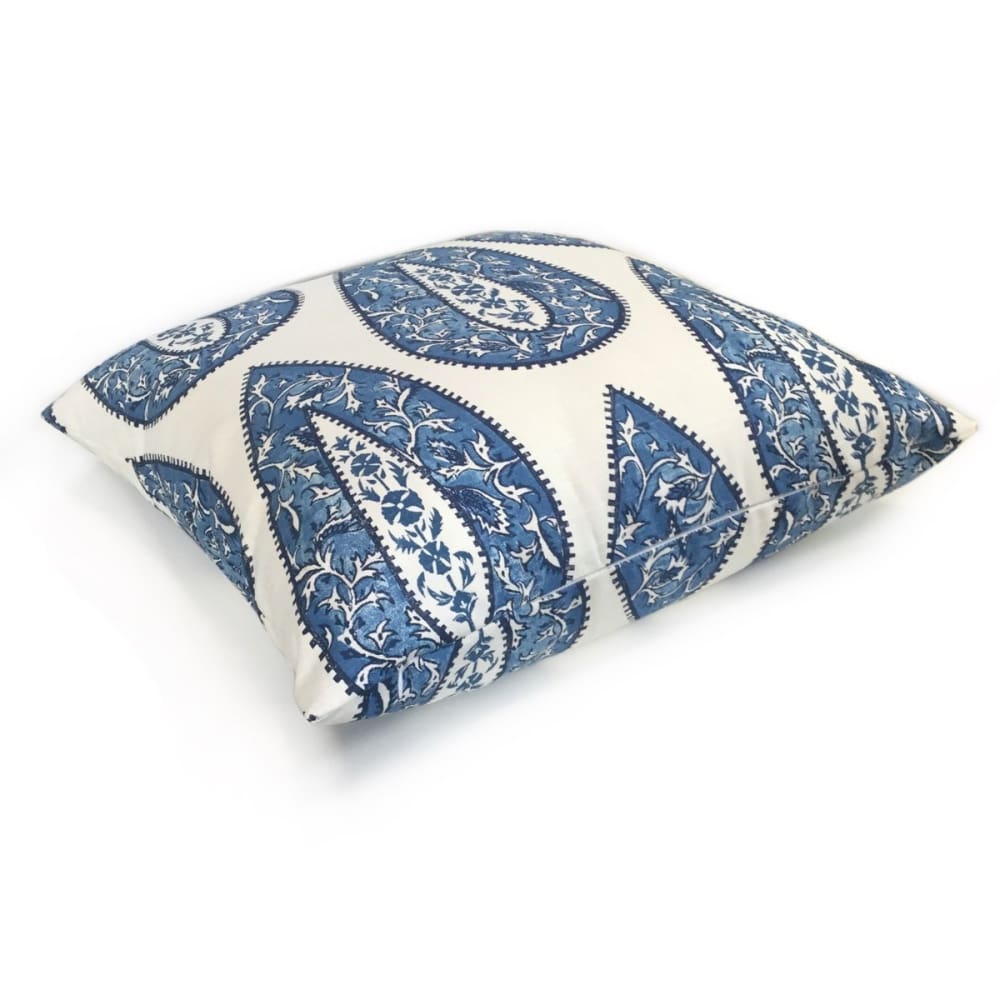 Bindi Blue Teardrop Paisley Motif Pillow Cover (Made from Lacefield Designs fabric) - Aloriam