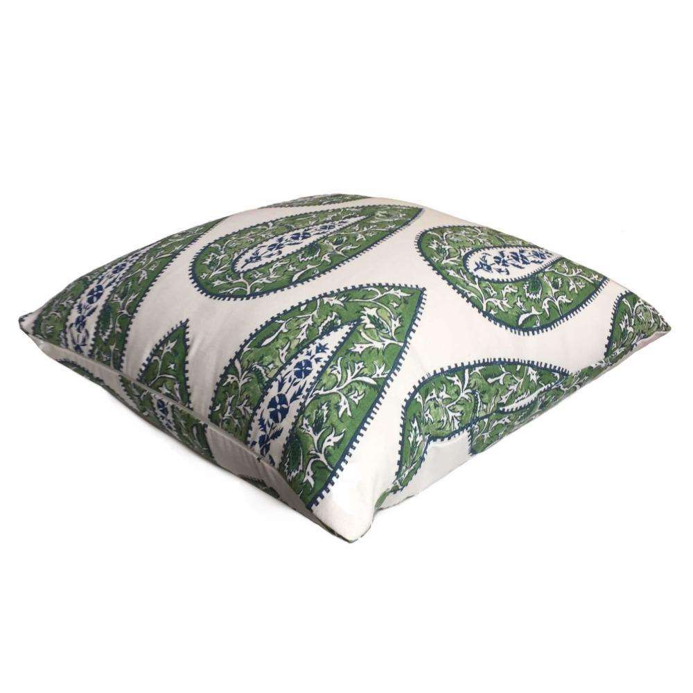 Bindi Kelly Green Teardrop Paisley Motif Pillow Cover (Made from Lacefield Designs fabric) Cushion Pillow Case Euro Sham 16x16 18x18 20x20 22x22 24x24 26x26 28x28 Lumbar Pillow 12x18 12x20 12x24 14x20 16x26 by Aloriam