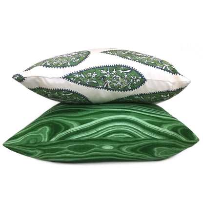 Bindi Kelly Green Teardrop Paisley Motif Pillow Cover (Made from Lacefield Designs fabric) Cushion Pillow Case Euro Sham 16x16 18x18 20x20 22x22 24x24 26x26 28x28 Lumbar Pillow 12x18 12x20 12x24 14x20 16x26 by Aloriam