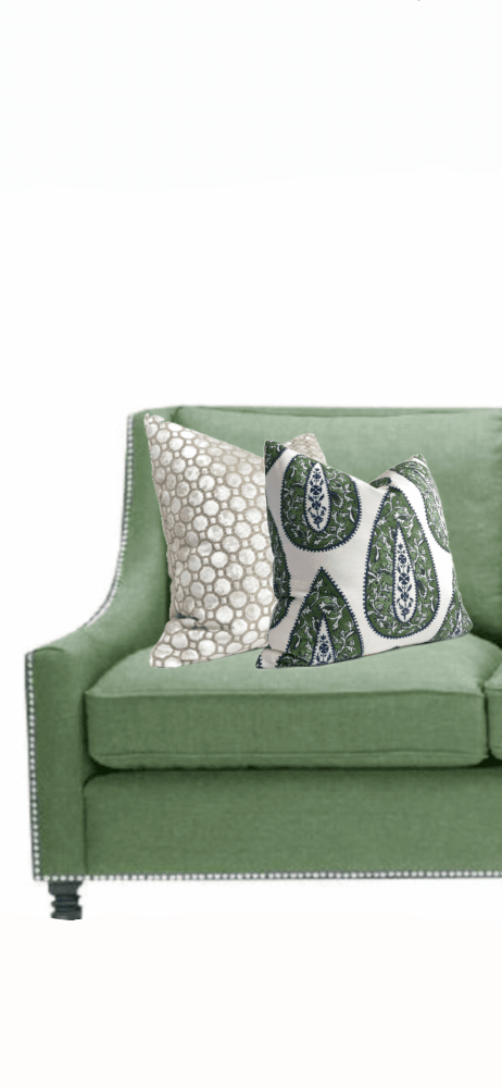 Bindi Kelly Green Teardrop Paisley Motif Pillow Cover (Made from Lacefield Designs fabric) Cushion Pillow Case Euro Sham 16x16 18x18 20x20 22x22 24x24 26x26 28x28 Lumbar Pillow 12x18 12x20 12x24 14x20 16x26 by Aloriam