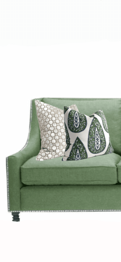 Bindi Kelly Green Teardrop Paisley Motif Pillow Cover (Made from Lacefield Designs fabric) Cushion Pillow Case Euro Sham 16x16 18x18 20x20 22x22 24x24 26x26 28x28 Lumbar Pillow 12x18 12x20 12x24 14x20 16x26 by Aloriam