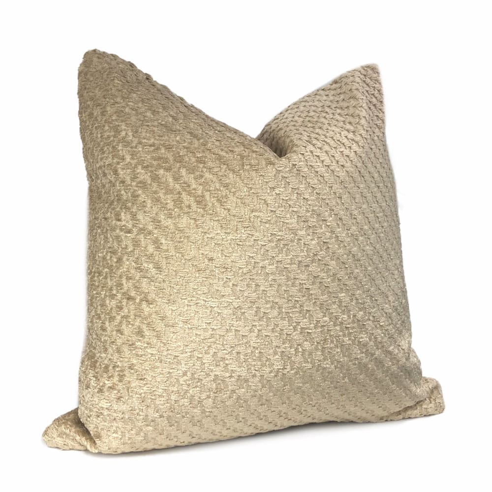 Bismarck Wheat Beige Soft Textured Chenille Pillow Cover - Aloriam