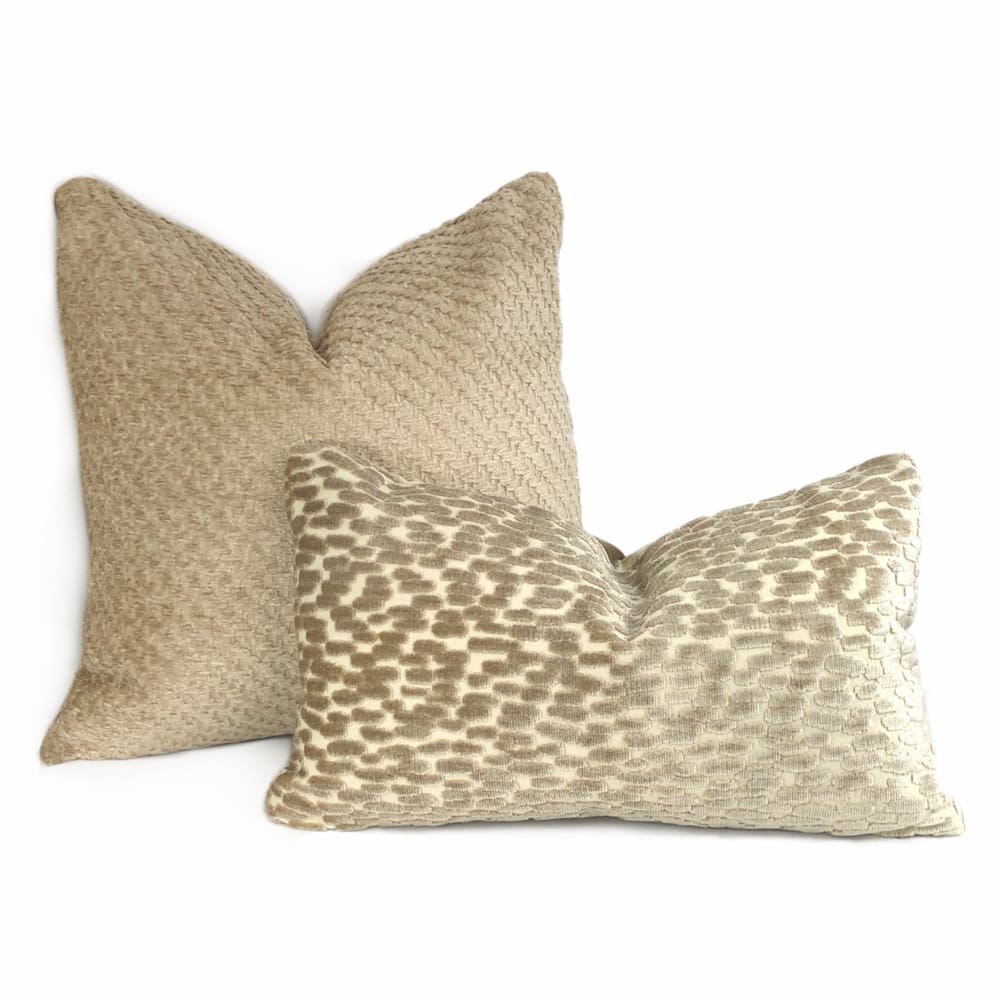 Bismarck Wheat Beige Soft Textured Chenille Pillow Cover - Aloriam