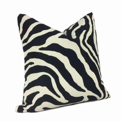 Black Cream Large Zebra Stripe Throw Pillow 16x16 18x18 20x20 22x22