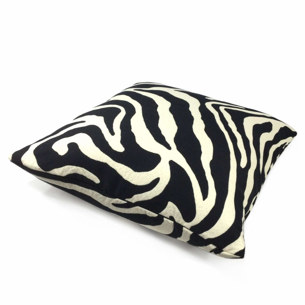 Black Cream Large Zebra Stripe Lumbar Pillow 12x18 12x20 12x24 14x20 16x26