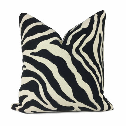 Black Cream Large Zebra Stripe Pillow Cover Cushion Pillow Case Euro Sham 16x16 18x18 20x20 22x22 24x24 26x26 28x28 Lumbar Pillow 12x18 12x20 12x24 14x20 16x26 by Aloriam