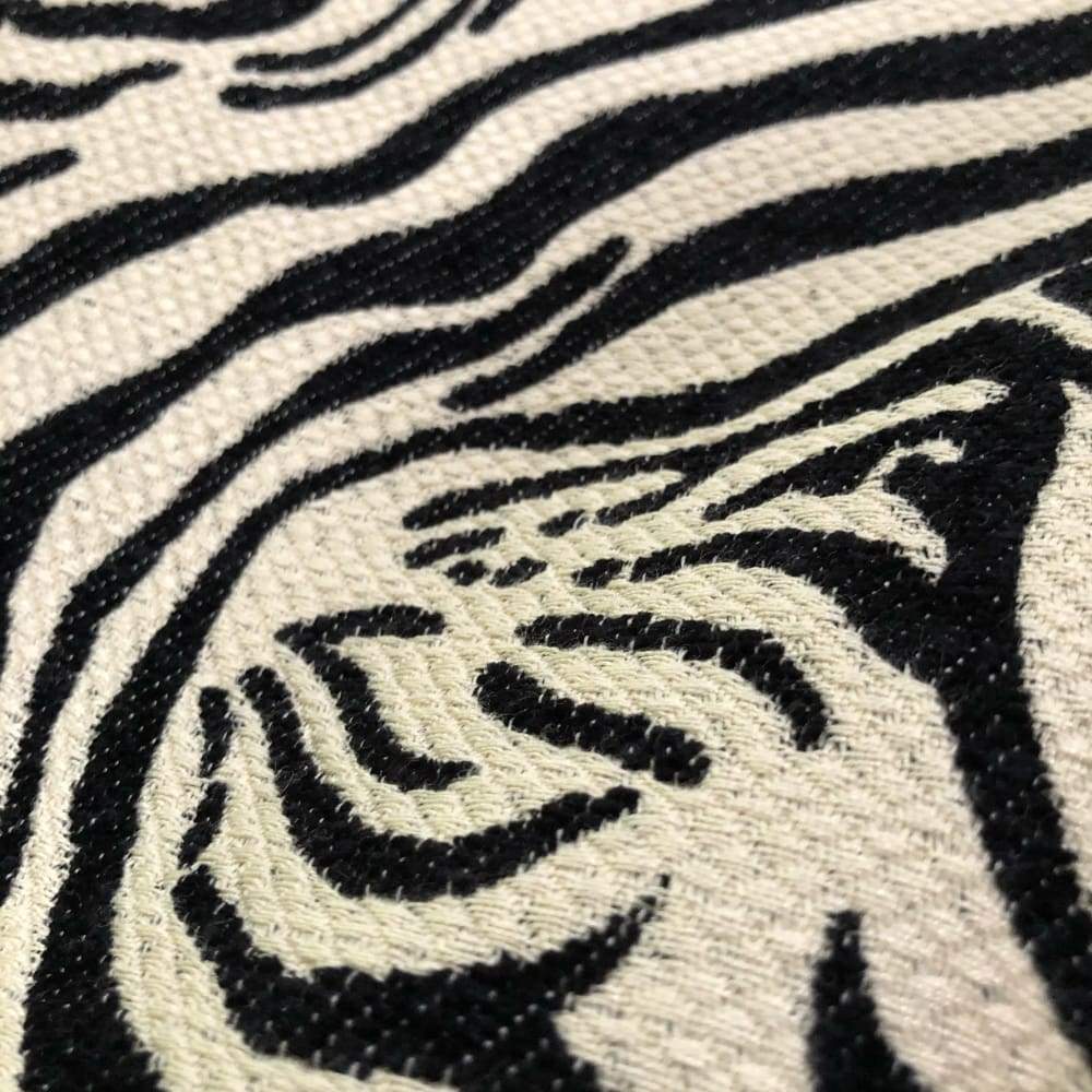 Black Cream Zebra Animal Stripe Chenille Upholstery Pillow Cushion Cover - Aloriam