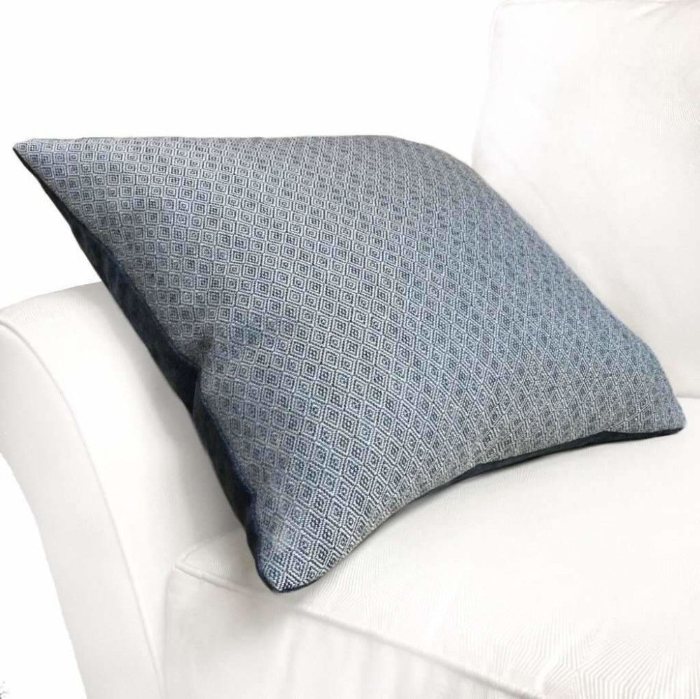 Blue Small Diamond Tile Geometric Lattice Pillow Cover