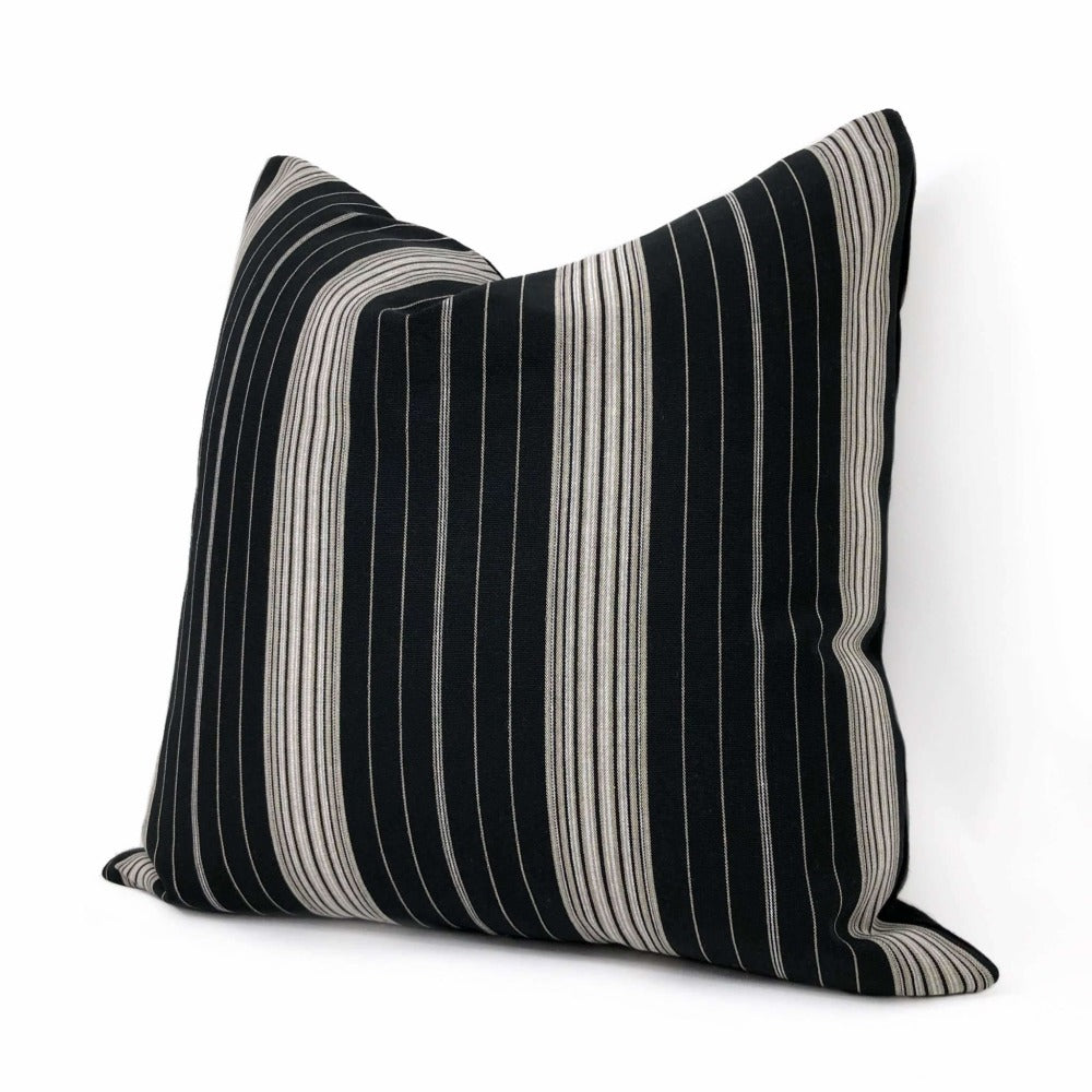 Bond Street Black Gray Taupe Pinstripe Pillow Sham 16x16 18x18 20x20 22x22 24x24 26x26 28x28