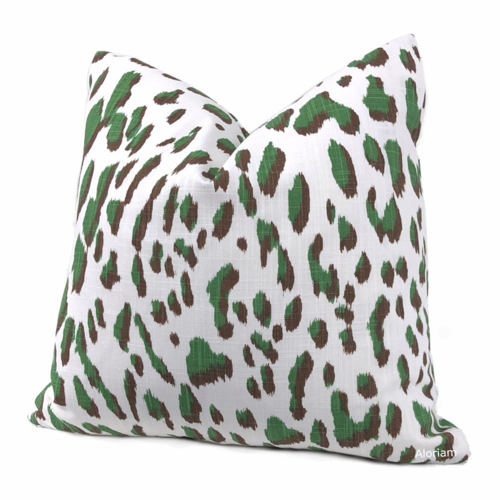 Brenner Forest Green Brown White Leopard Print Pillow Cover - Aloriam