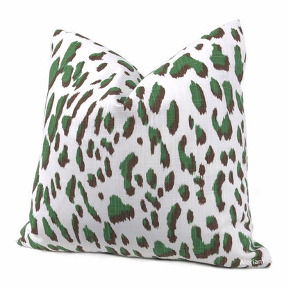 Brenner Forest Green Brown White Leopard Print Pillow Cover - Aloriam