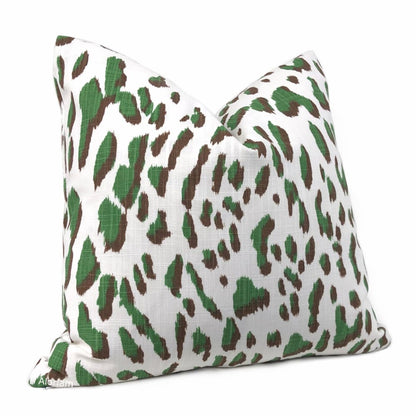 Brenner Forest Green Brown White Leopard Print Pillow Cover - Aloriam