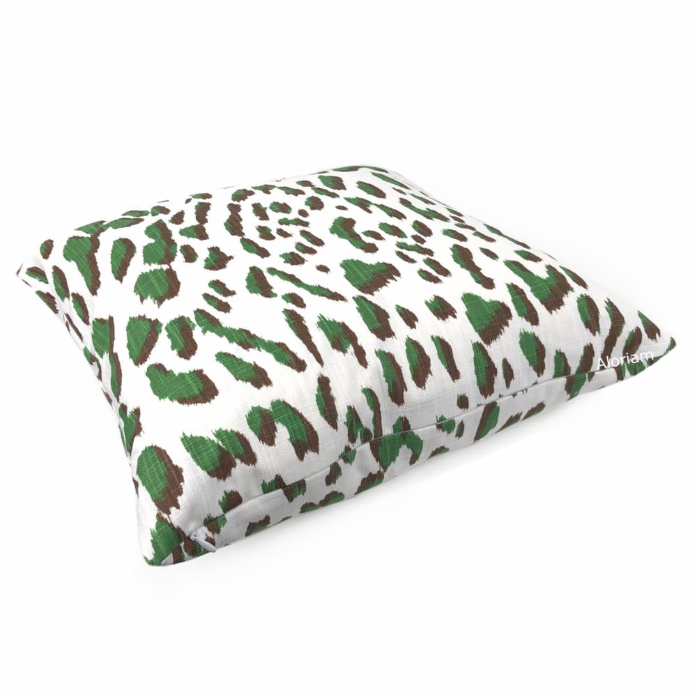 Brenner Forest Green Brown White Leopard Print Pillow Cover - Aloriam