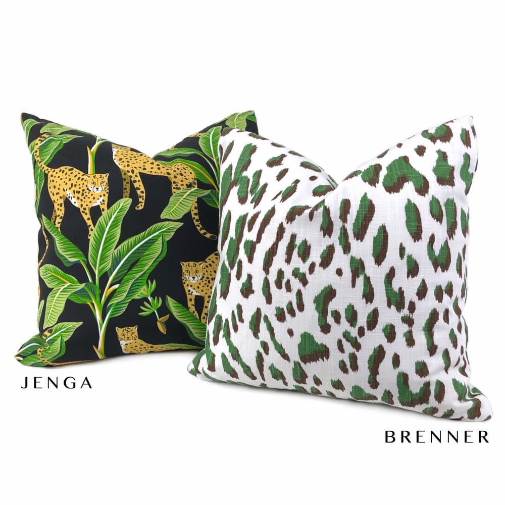 Brenner Forest Green Brown White Leopard Print Pillow Cover - Aloriam