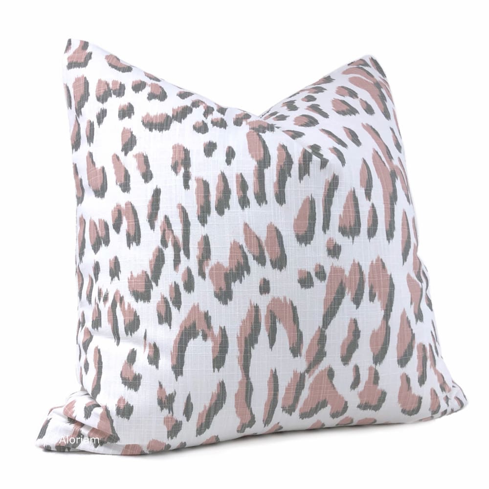 Brenner Pink Gray White Leopard Print Pillow Cover - Aloriam