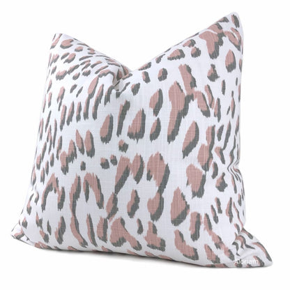 Brenner Pink Gray White Leopard Print Pillow Cover - Aloriam