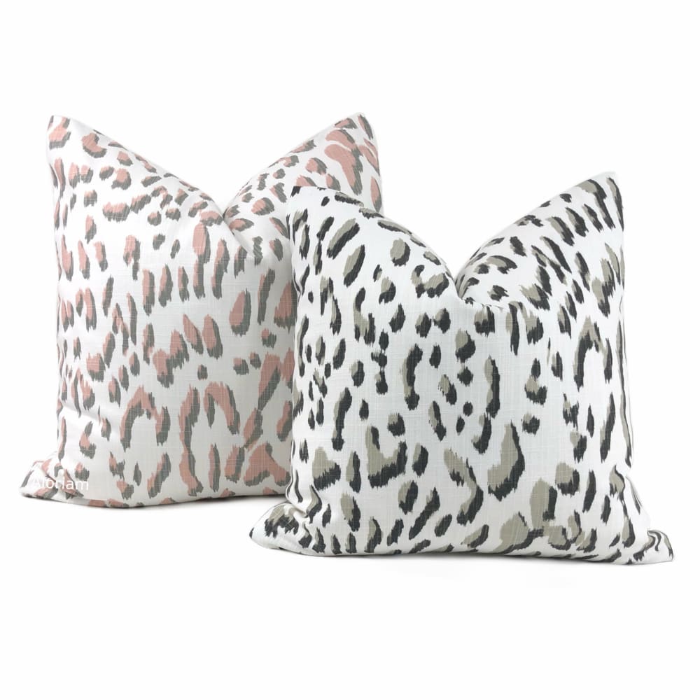 Brenner Pink Gray White Leopard Print Pillow Cover - Aloriam