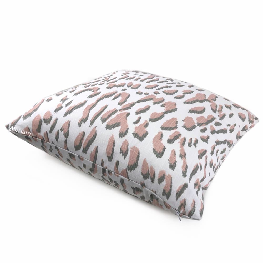 Brenner Pink Gray White Leopard Print Pillow Cover - Aloriam