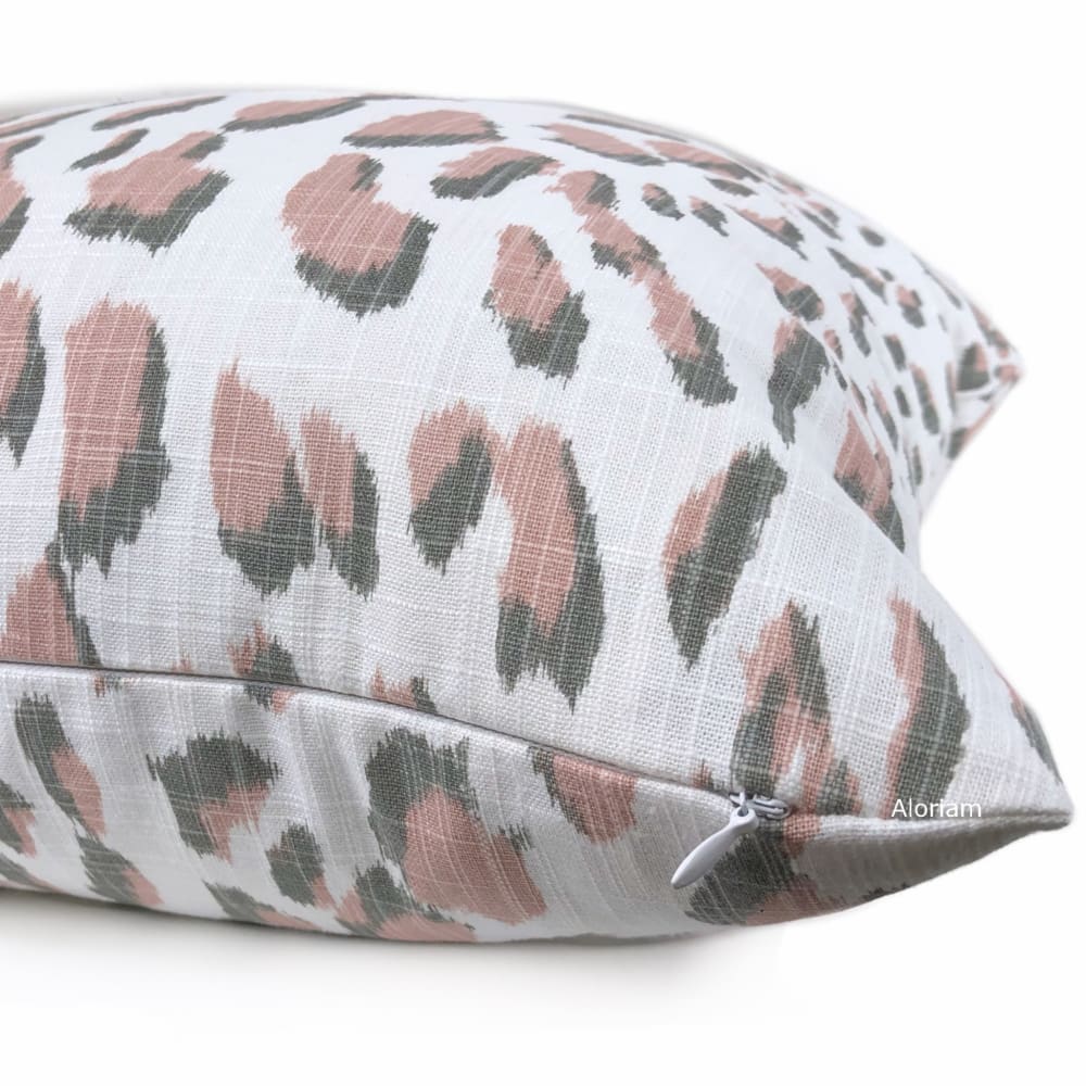 Brenner Pink Gray White Leopard Print Pillow Cover - Aloriam