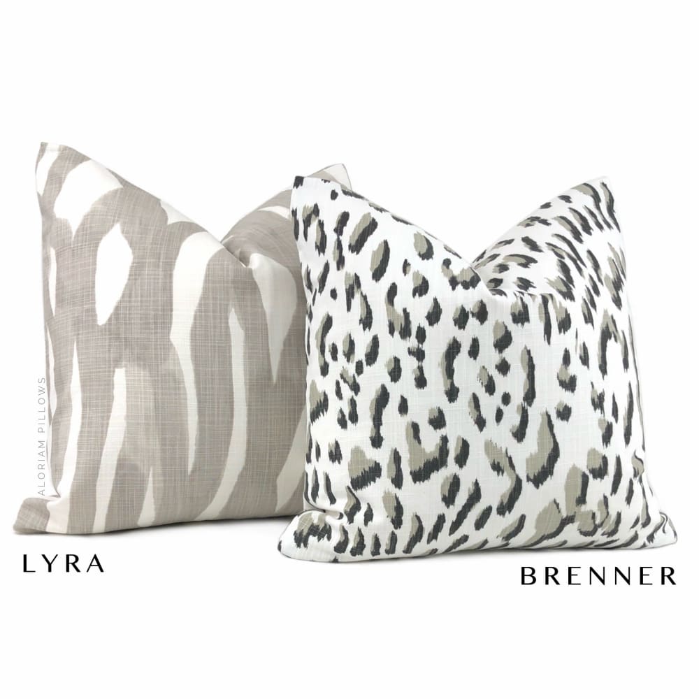 Brenner Taupe Black White Leopard Print Pillow Cover - Aloriam