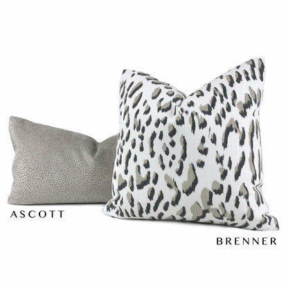 Brenner Taupe Black White Leopard Print Pillow Cover - Aloriam