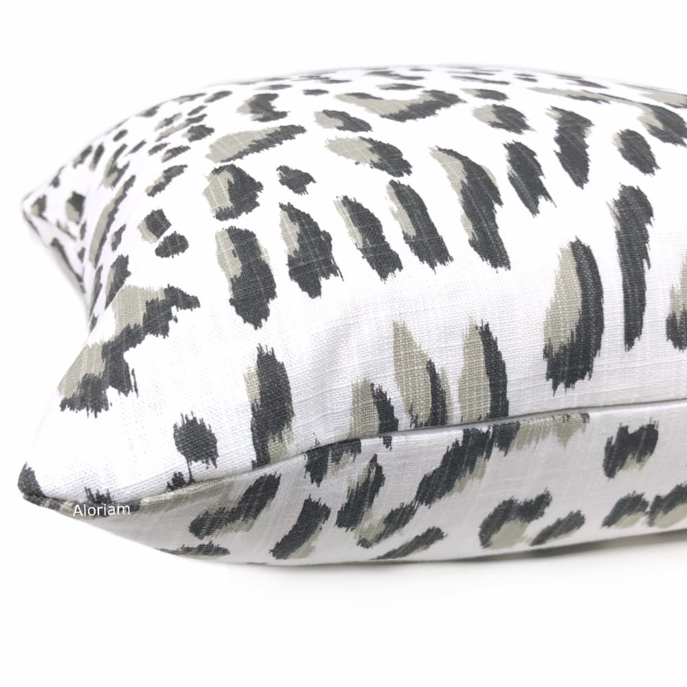 Brenner Taupe Black White Leopard Print Pillow Cover - Aloriam