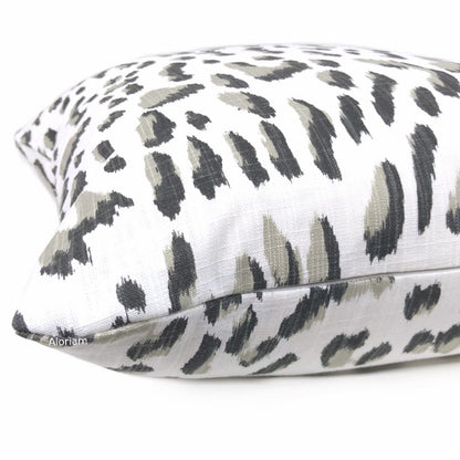 Brenner Taupe Black White Leopard Print Pillow Cover - Aloriam