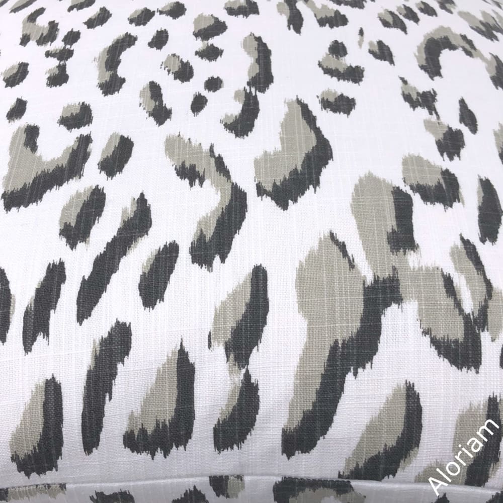 Brenner Taupe Black White Leopard Print Pillow Cover - Aloriam