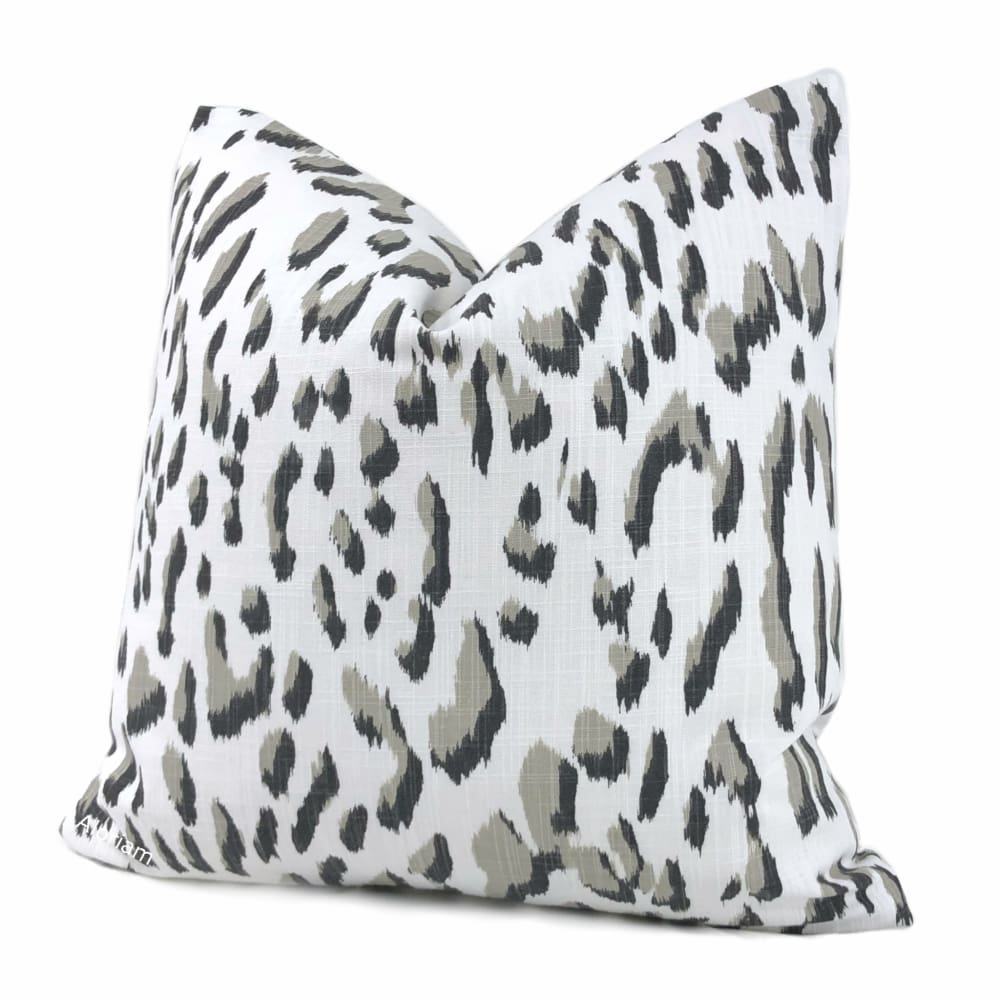 Brenner Taupe Black White Leopard Print Pillow Cover - Aloriam