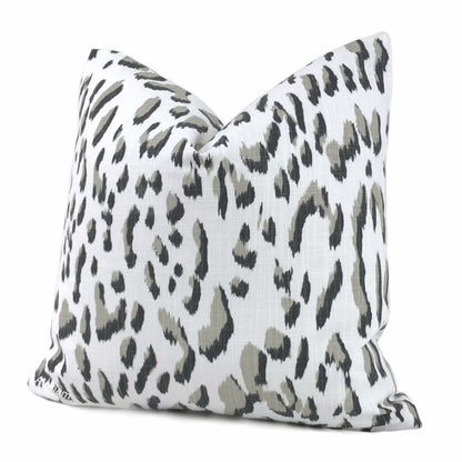 Brenner Taupe Black White Leopard Print Pillow Cover - Aloriam