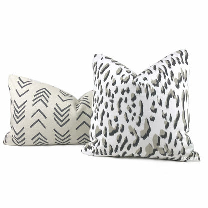 Brenner Taupe Black White Leopard Print Pillow Cover - Aloriam