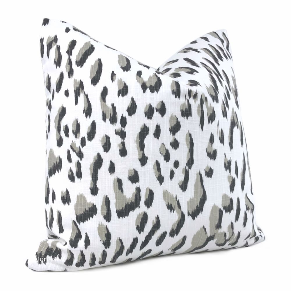 Brenner Taupe Black White Leopard Print Pillow Cover - Aloriam