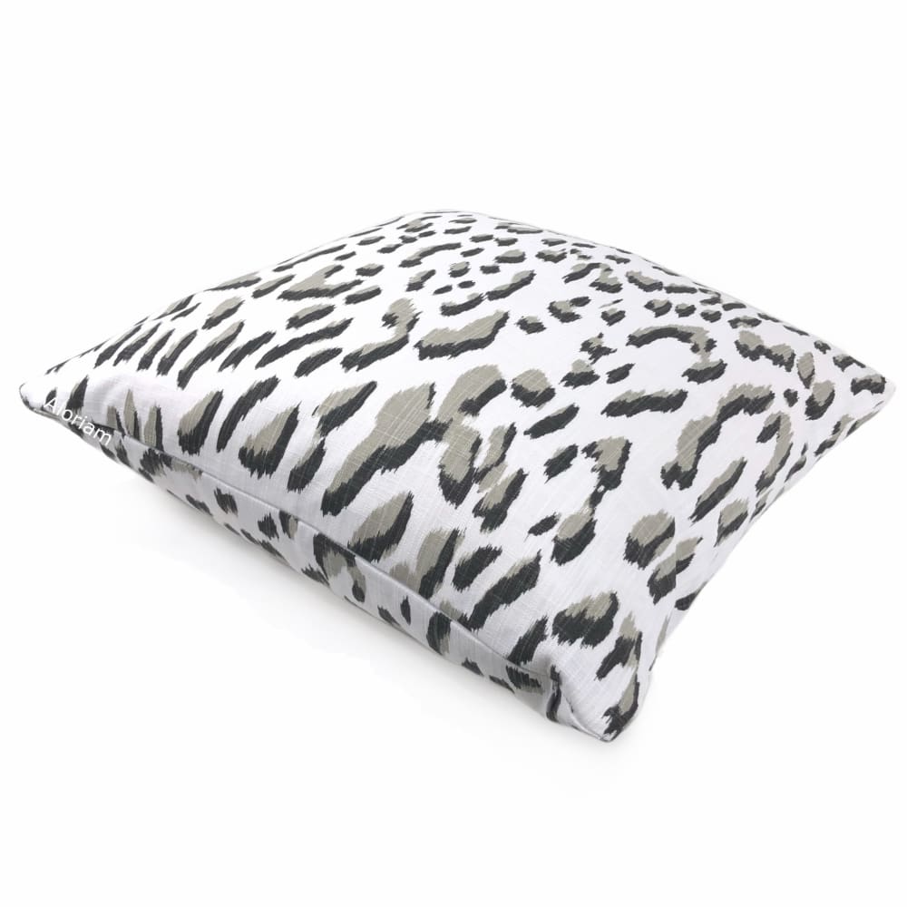 Brenner Taupe Black White Leopard Print Pillow Cover - Aloriam