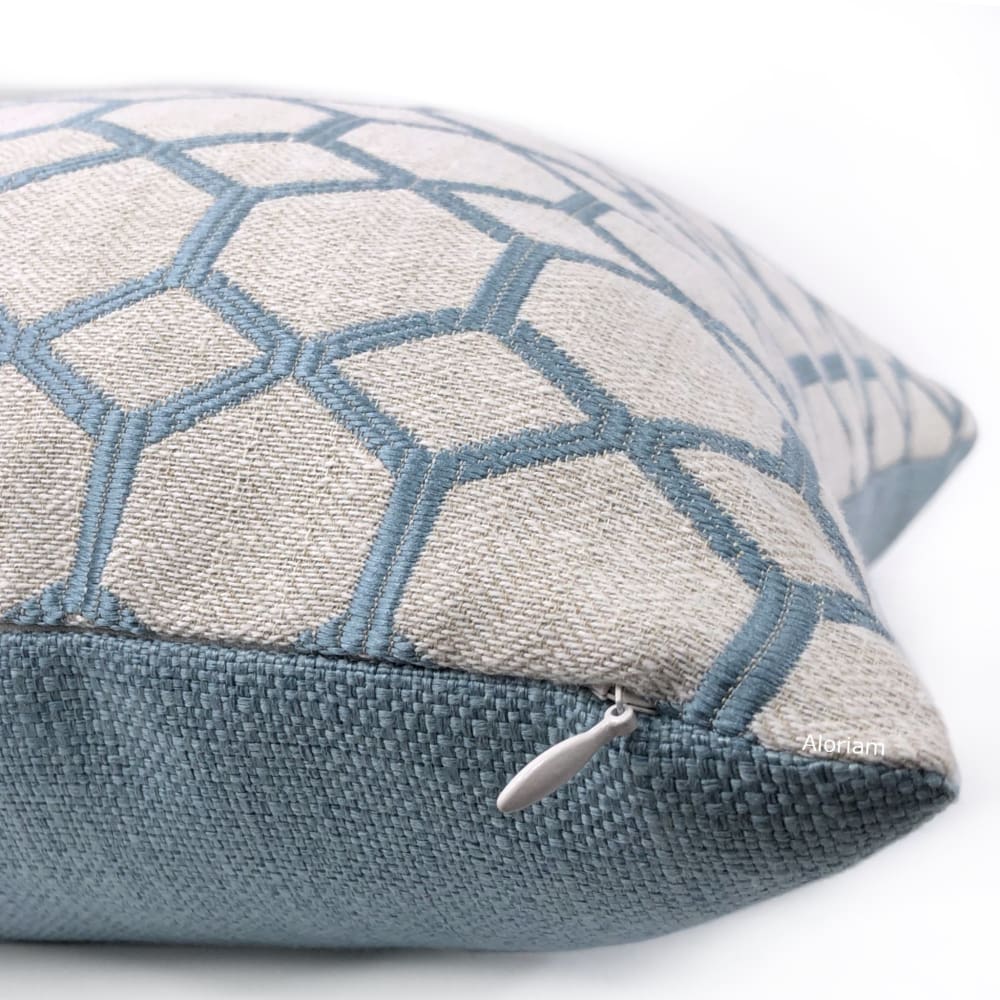 Brooke Blue Geometric Interlocked Hexagons Pillow Cover - Aloriam