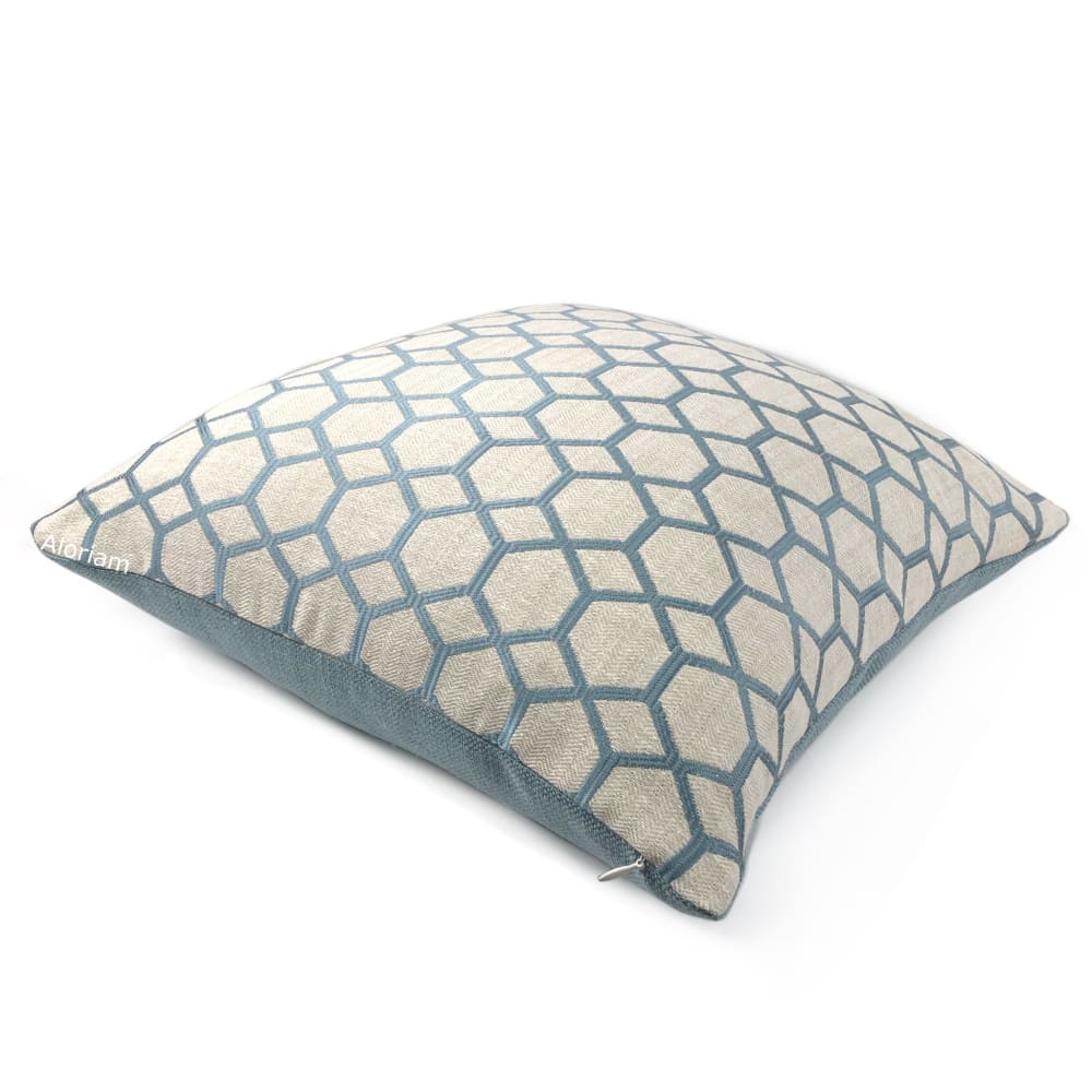 Brooke Blue Geometric Interlocked Hexagons Pillow Cover - Aloriam