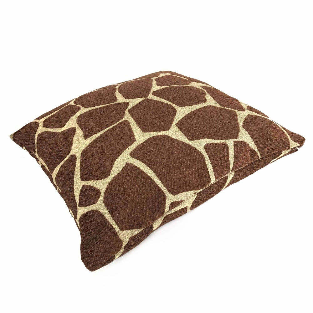 Brown Tan Giraffe Pattern Chenille Pillow Cover Cushion Pillow Case Euro Sham 16x16 18x18 20x20 22x22 24x24 26x26 28x28 Lumbar Pillow 12x18 12x20 12x24 14x20 16x26 by Aloriam