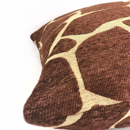 Brown Tan Giraffe Pattern Chenille Pillow Cover Cushion Pillow Case Euro Sham 16x16 18x18 20x20 22x22 24x24 26x26 28x28 Lumbar Pillow 12x18 12x20 12x24 14x20 16x26 by Aloriam