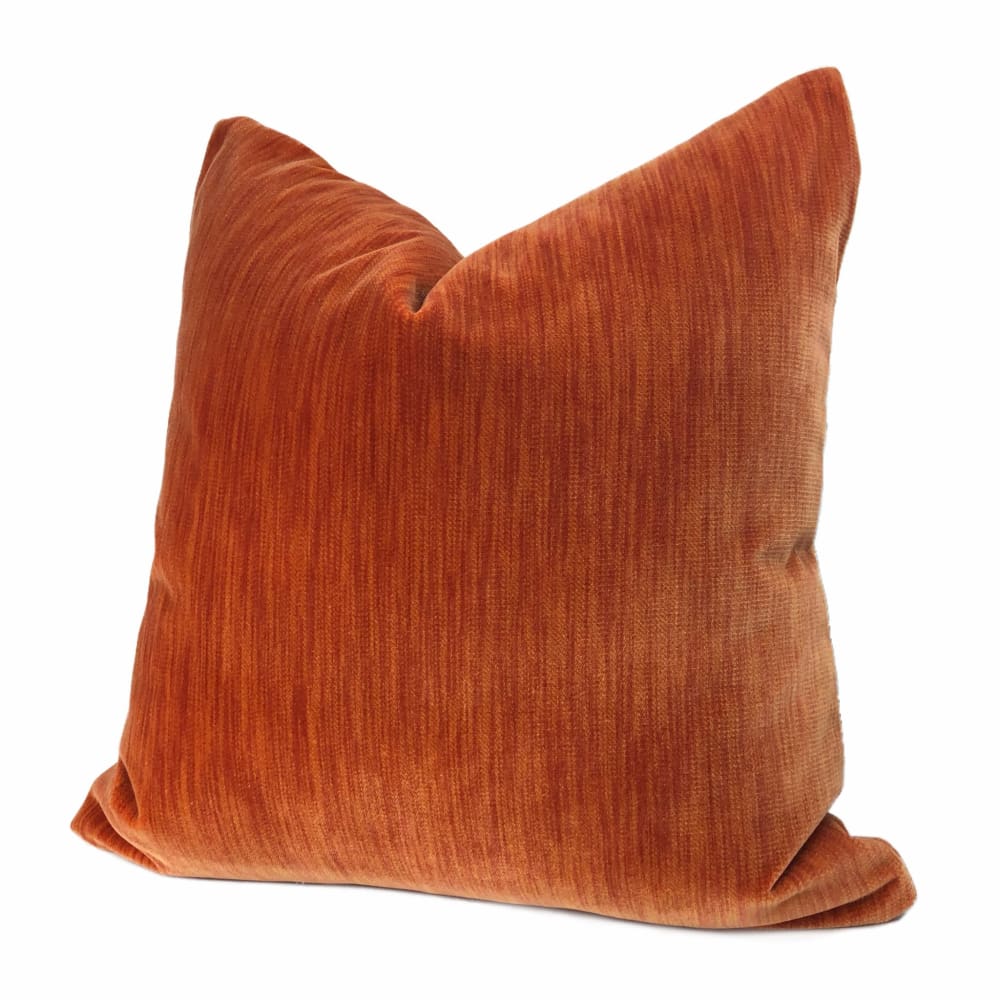 Bryant Orange Strie Velvet Pillow Cover - Aloriam