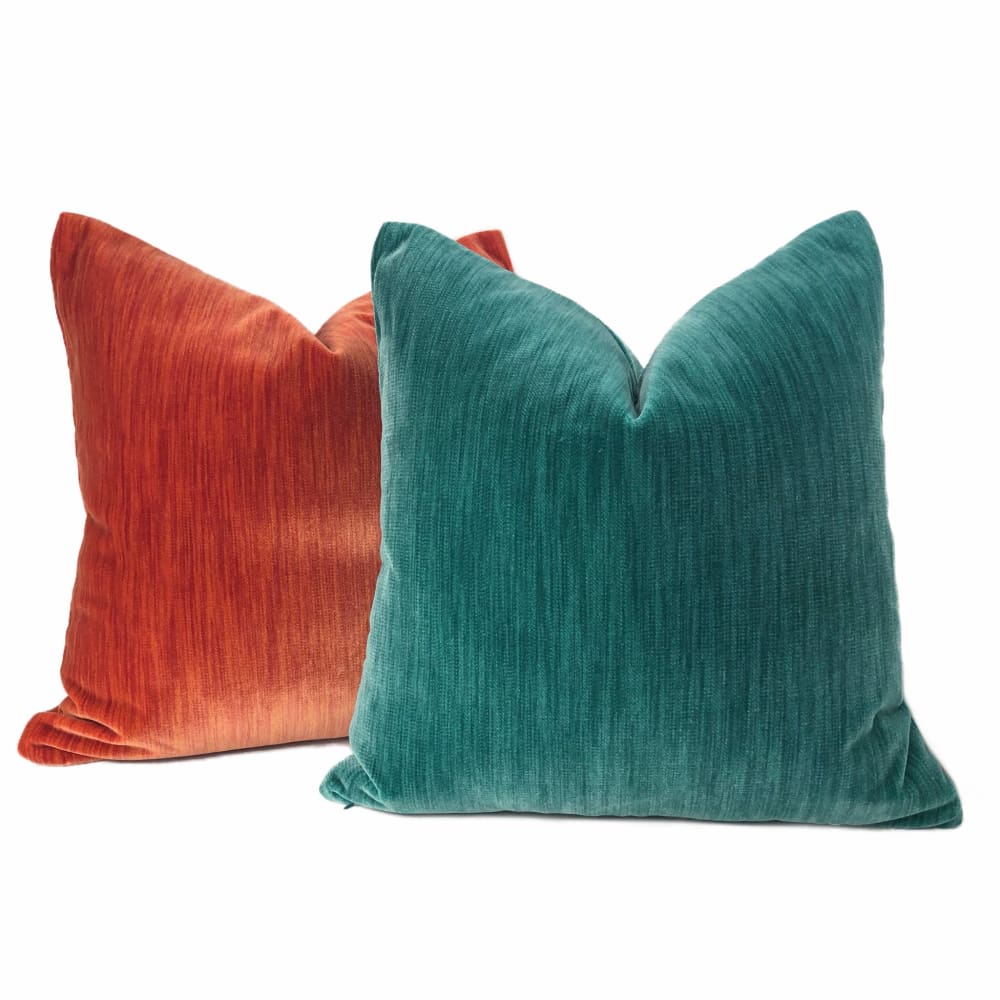 Bryant Orange Strie Velvet Pillow Cover - Aloriam