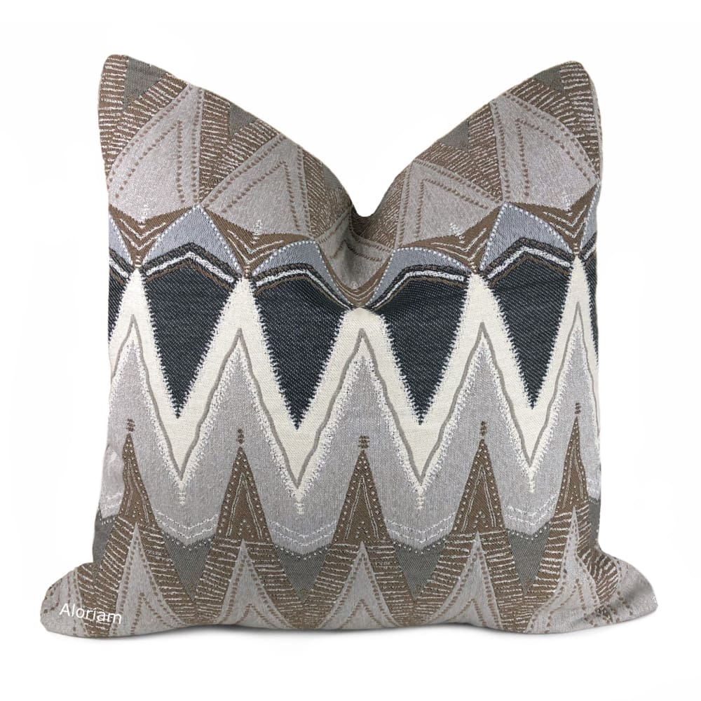 Bryce Gray Brown Charcoal Chevron Pillow Cover - Aloriam