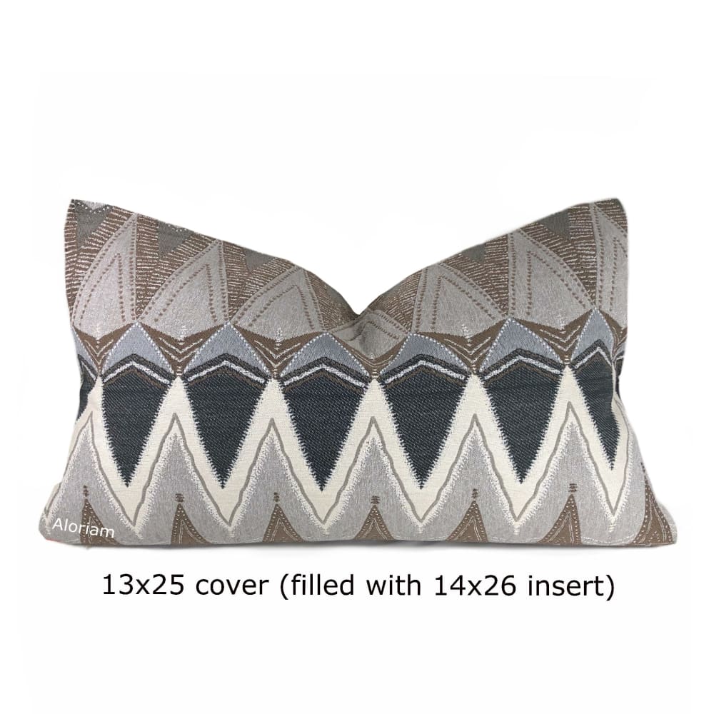 Bryce Gray Brown Charcoal Chevron Pillow Cover - Aloriam