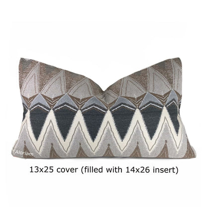 Bryce Gray Brown Charcoal Chevron Pillow Cover - Aloriam