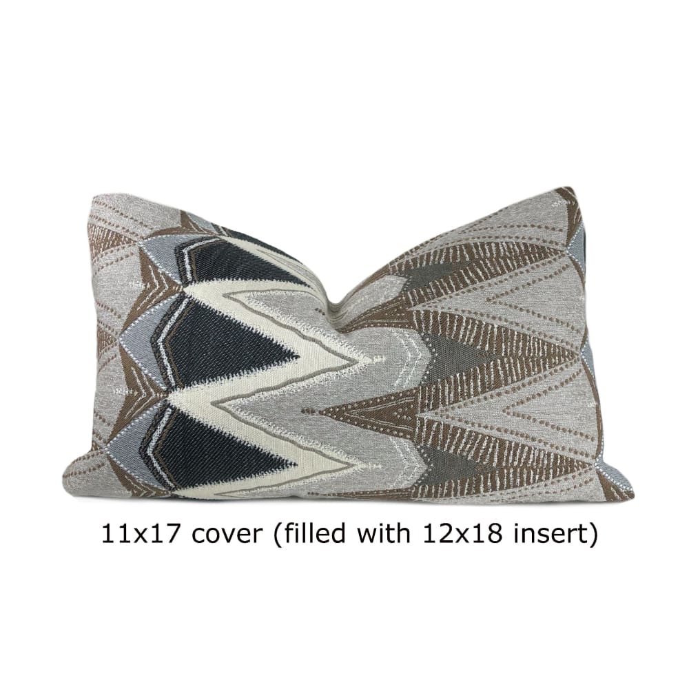 Bryce Gray Brown Charcoal Chevron Pillow Cover - Aloriam