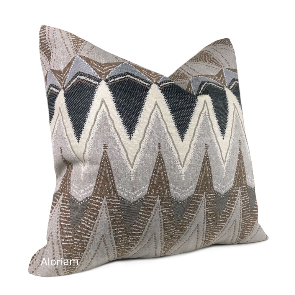 Bryce Gray Brown Charcoal Chevron Pillow Cover - Aloriam