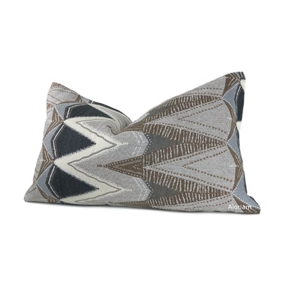 Bryce Gray Brown Charcoal Chevron Pillow Cover - Aloriam