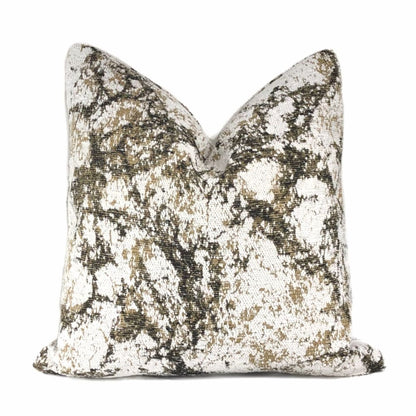 Calacatta Marble Brown White Chenille Pillow Cover - Aloriam