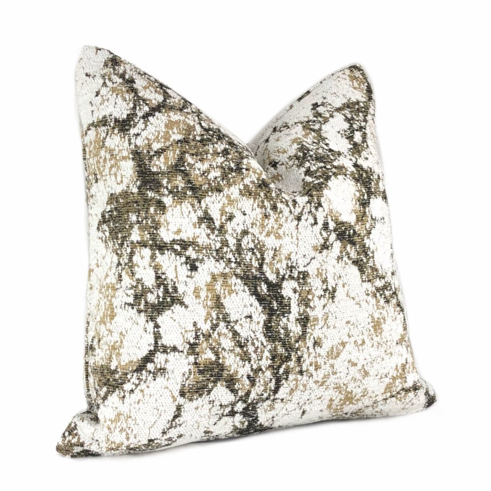 Calacatta Marble Brown White Chenille Pillow Cover - Aloriam