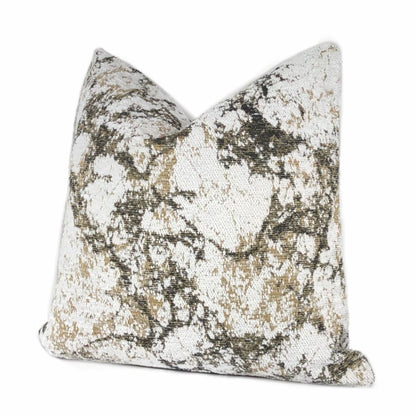 Calacatta Marble Brown White Chenille Pillow Cover - Aloriam